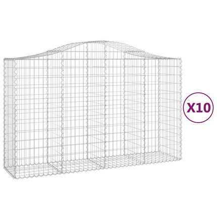 Gabioner bågformade 10 st 200x50x120/140 cm galvaniserat järn