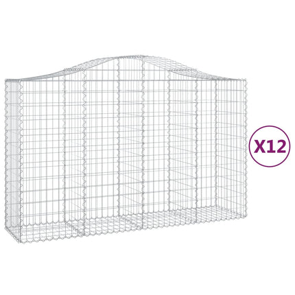 Gabioner bågformade 12 st 200x50x120/140 cm galvaniserat järn