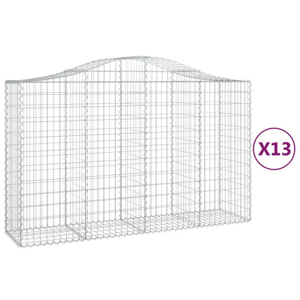 Gabioner bågformade 13 st 200x50x120/140 cm galvaniserat järn