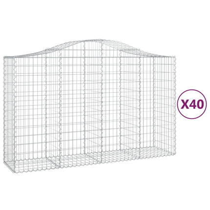 Gabioner bågformade 40 st 200x50x120/140 cm galvaniserat järn