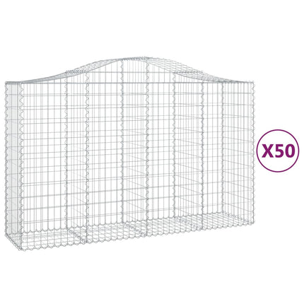 Gabioner bågformade 50 st 200x50x120/140 cm galvaniserat järn