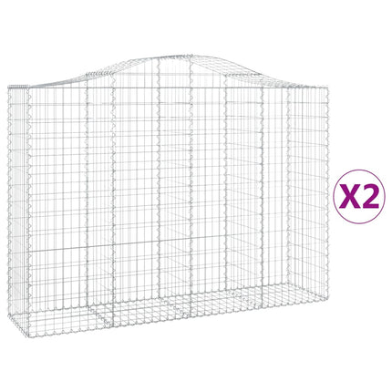 Gabioner bågformade 2 st 200x50x140/160 cm galvaniserat järn