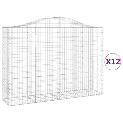 Gabioner bågformade 12 st 200x50x140/160 cm galvaniserat järn