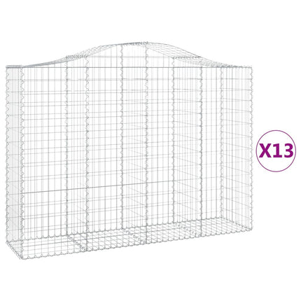 Gabioner bågformade 13 st 200x50x140/160 cm galvaniserat järn