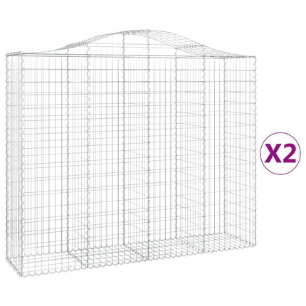 Gabioner bågformade 2 st 200x50x160/180 cm galvaniserat järn