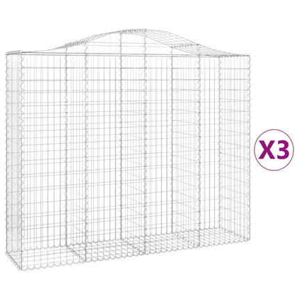 Gabioner bågformade 3 st 200x50x160/180 cm galvaniserat järn