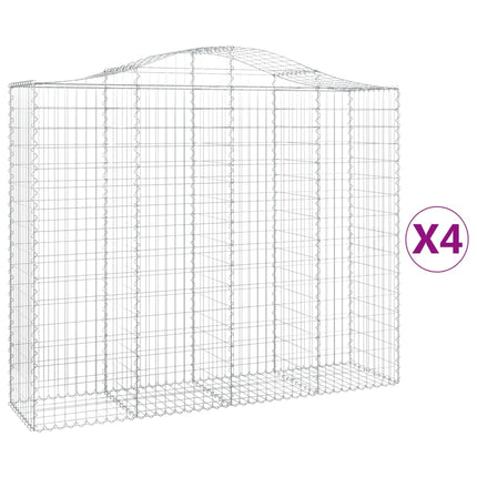 Gabioner bågformade 4 st 200x50x160/180 cm galvaniserat järn