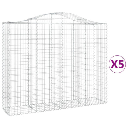 Gabioner bågformade 5 st 200x50x160/180 cm galvaniserat järn