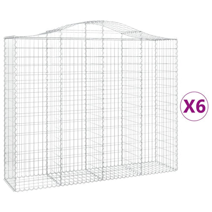 Gabioner bågformade 6 st 200x50x160/180 cm galvaniserat järn