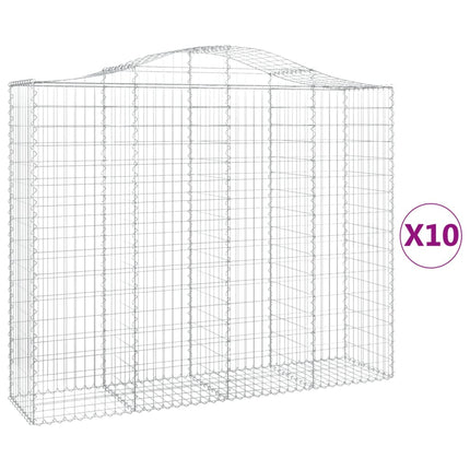 Gabioner bågformade 10 st 200x50x160/180 cm galvaniserat järn