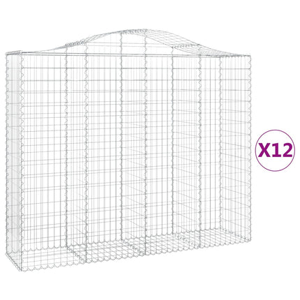 Gabioner bågformade 12 st 200x50x160/180 cm galvaniserat järn