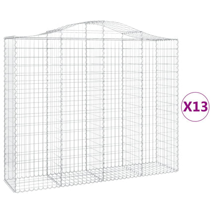 Gabioner bågformade 13 st 200x50x160/180 cm galvaniserat järn