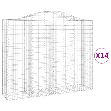 Gabioner bågformade 14 st 200x50x160/180 cm galvaniserat järn