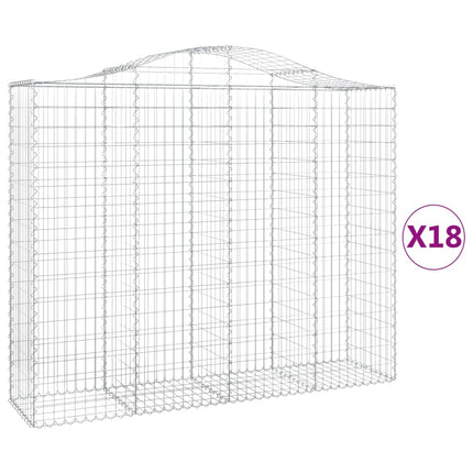 Gabioner bågformade 18 st 200x50x160/180 cm galvaniserat järn
