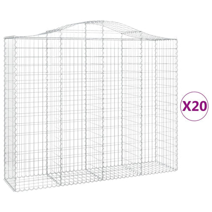 Gabioner bågformade 20 st 200x50x160/180 cm galvaniserat järn