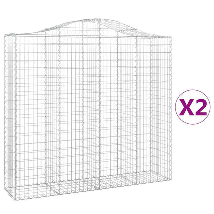Gabioner bågformade 2 st 200x50x180/200 cm galvaniserat järn