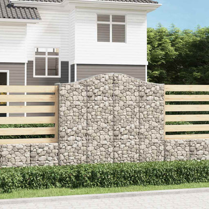 Gabioner bågformade 2 st 200x50x180/200 cm galvaniserat järn