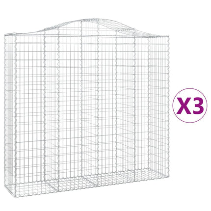 Gabioner bågformade 3 st 200x50x180/200 cm galvaniserat järn