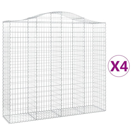 Gabioner bågformade 4 st 200x50x180/200 cm galvaniserat järn