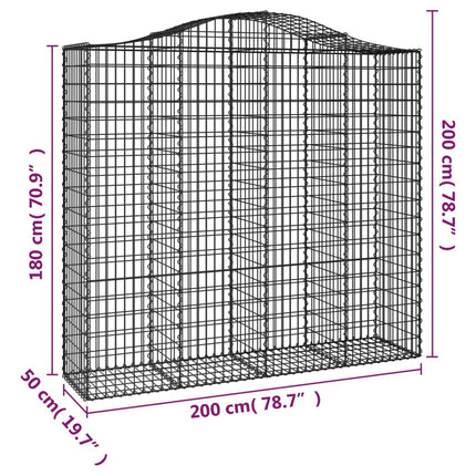 Gabioner bågformade 4 st 200x50x180/200 cm galvaniserat järn