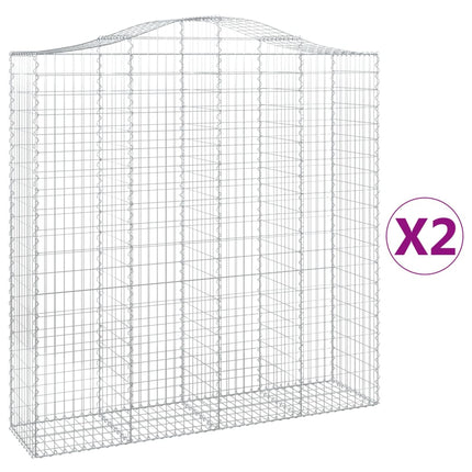 Gabioner bågformade 2 st 200x50x200/220 cm galvaniserat järn