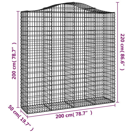 Gabioner bågformade 4 st 200x50x200/220 cm galvaniserat järn