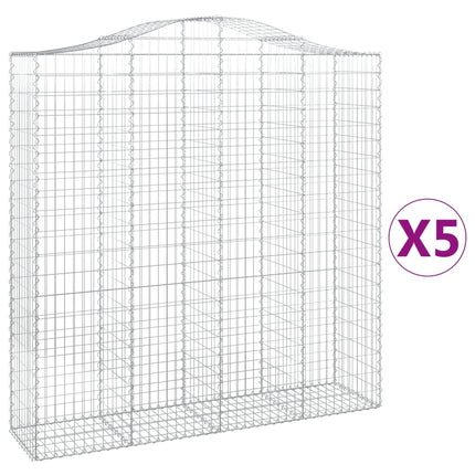 Gabioner bågformade 5 st 200x50x200/220 cm galvaniserat järn