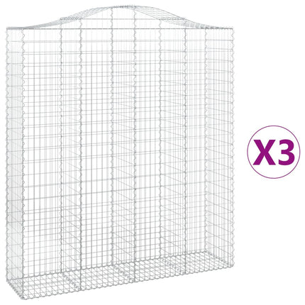 Gabioner bågformade 3 st 200x50x220/240 cm galvaniserat järn