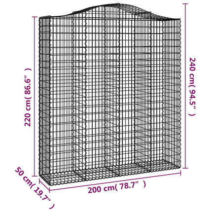 Gabioner bågformade 7 st 200x50x220/240 cm galvaniserat järn