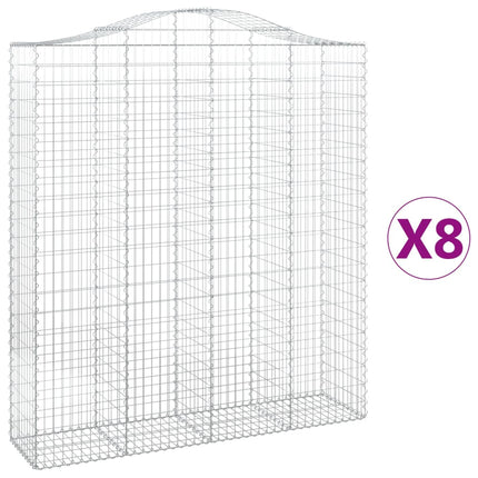 Gabioner bågformade 8 st 200x50x220/240 cm galvaniserat järn