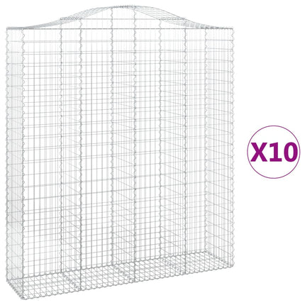 Gabioner bågformade 10 st 200x50x220/240 cm galvaniserat järn