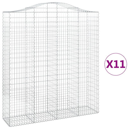 Gabioner bågformade 11 st 200x50x220/240 cm galvaniserat järn