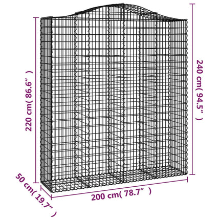 Gabioner bågformade 12 st 200x50x220/240 cm galvaniserat järn