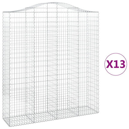 Gabioner bågformade 13 st 200x50x220/240 cm galvaniserat järn