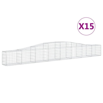 Gabioner bågformade 15 st 400x30x40/60 cm galvaniserat järn