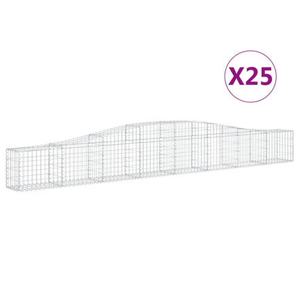 Gabioner bågformade 25 st 400x30x40/60 cm galvaniserat järn