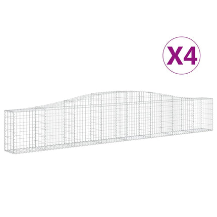 Gabioner bågformade 4 st 400x30x60/80 cm galvaniserat järn