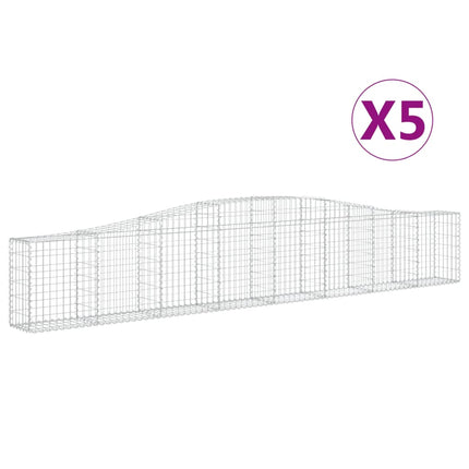 Gabioner bågformade 5 st 400x30x60/80 cm galvaniserat järn
