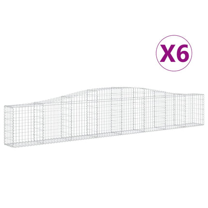 Gabioner bågformade 6 st 400x30x60/80 cm galvaniserat järn