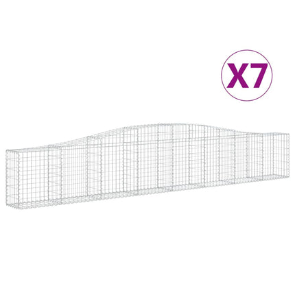 Gabioner bågformade 7 st 400x30x60/80 cm galvaniserat järn