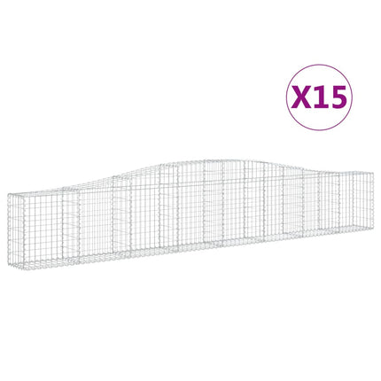 Gabioner bågformade 15 st 400x30x60/80 cm galvaniserat järn