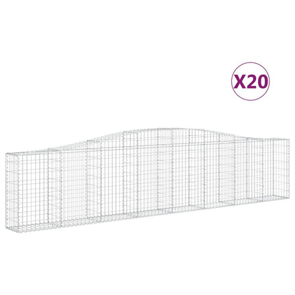 Gabioner bågformade 20 st 400x30x80/100 cm galvaniserat järn