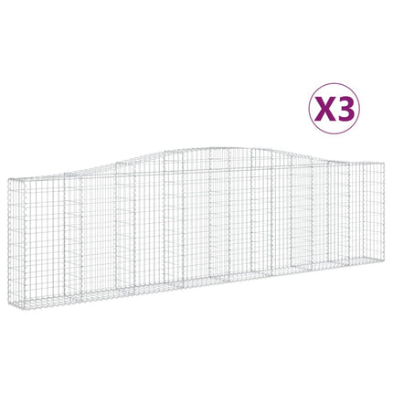 Gabioner bågformade 3 st 400x30x100/120 cm galvaniserat järn