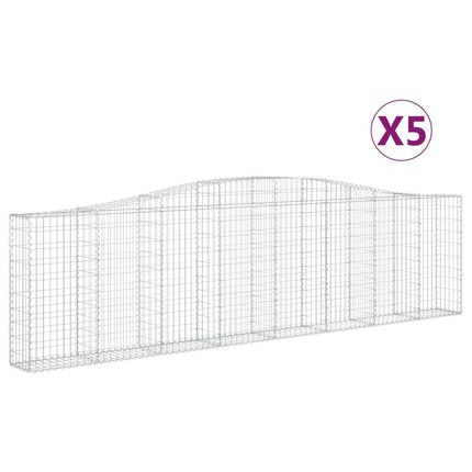Gabioner bågformade 5 st 400x30x100/120 cm galvaniserat järn