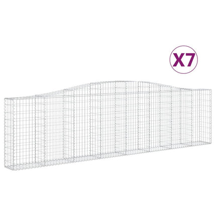 Gabioner bågformade 7 st 400x30x100/120 cm galvaniserat järn