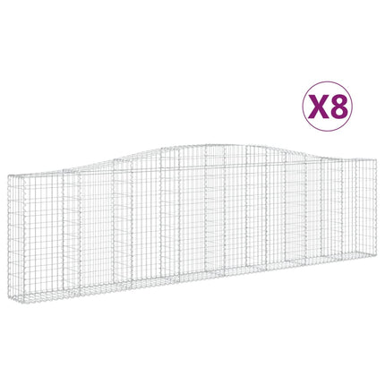 Gabioner bågformade 8 st 400x30x100/120 cm galvaniserat järn