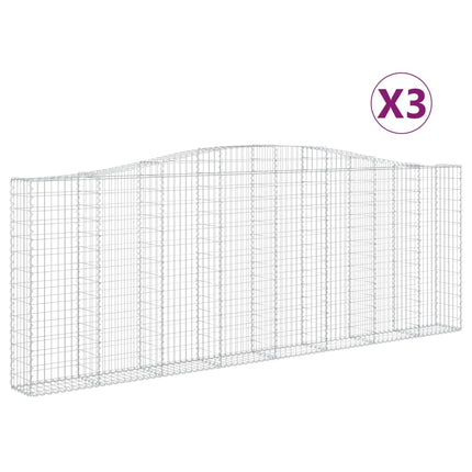 Gabioner bågformade 3 st 400x30x140/160 cm galvaniserat järn
