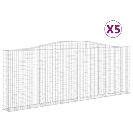 Gabioner bågformade 5 st 400x30x140/160 cm galvaniserat järn