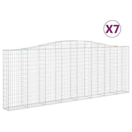 Gabioner bågformade 7 st 400x30x140/160 cm galvaniserat järn