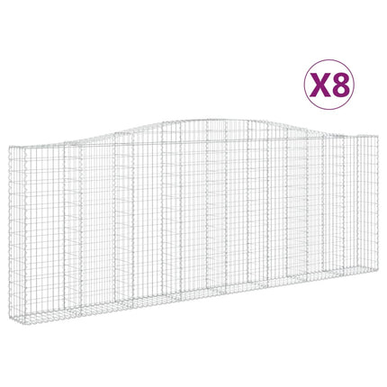 Gabioner bågformade 8 st 400x30x140/160 cm galvaniserat järn